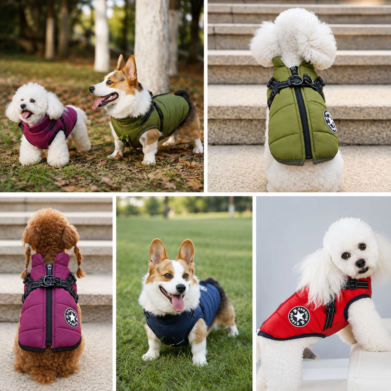 Waterproof Winter Dog Jacket with Harness