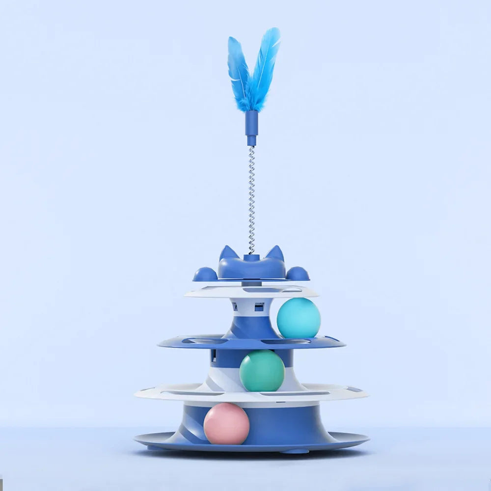 SwatSpin™ Interactive Turntable Ball Tower for Cats
