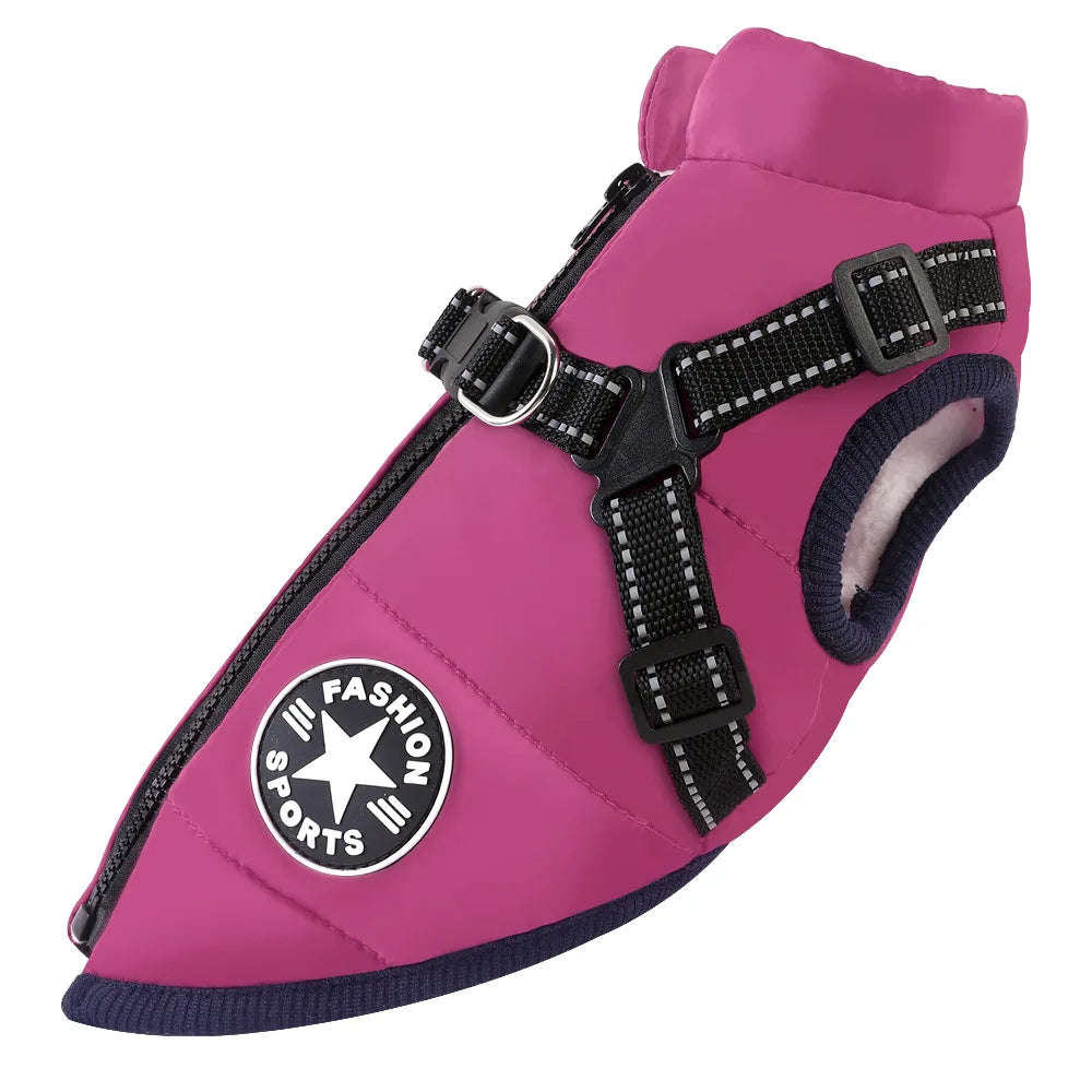 Waterproof Winter Dog Jacket with Harness