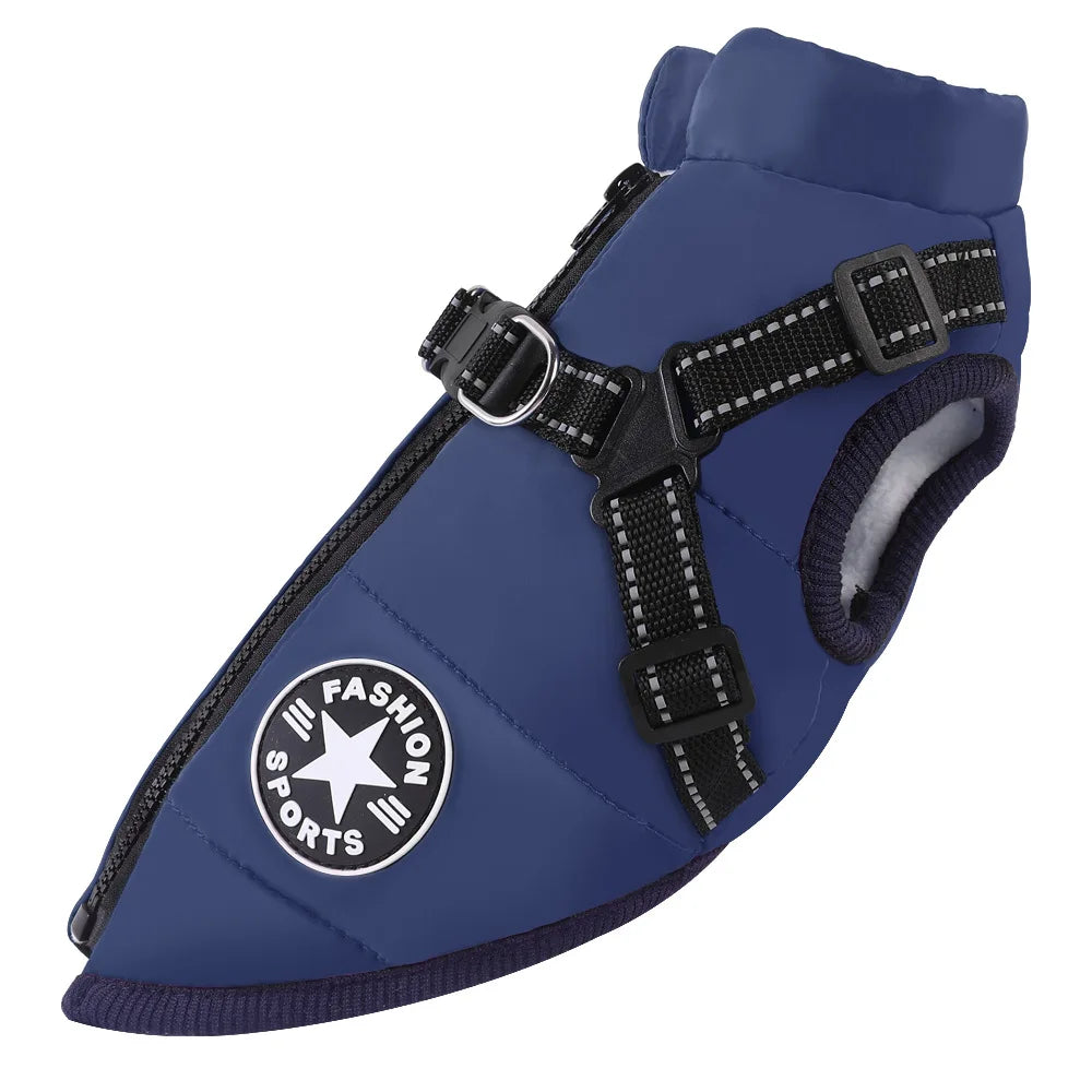 Waterproof Winter Dog Jacket with Harness