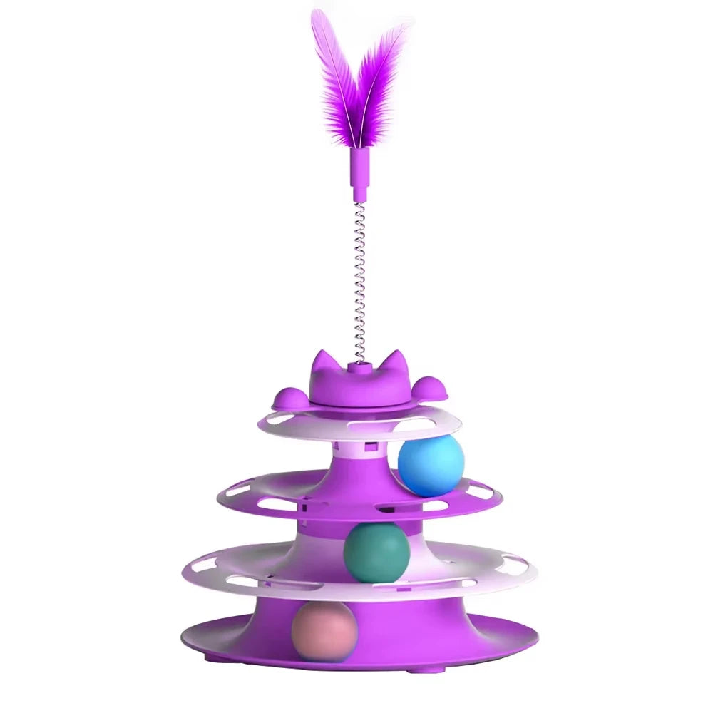 SwatSpin™ Interactive Turntable Ball Tower for Cats