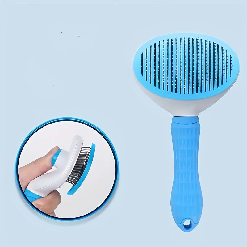 Easy-to-Clean Dog&Cat Grooming Brush-Gentle Hair Removal Massage Comb with One-Button Operation, Ideal for All Dog & Cat Breeds