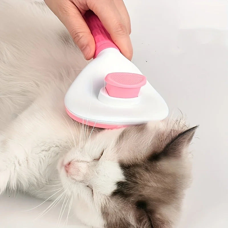 Easy-to-Clean Dog&Cat Grooming Brush-Gentle Hair Removal Massage Comb with One-Button Operation, Ideal for All Dog & Cat Breeds