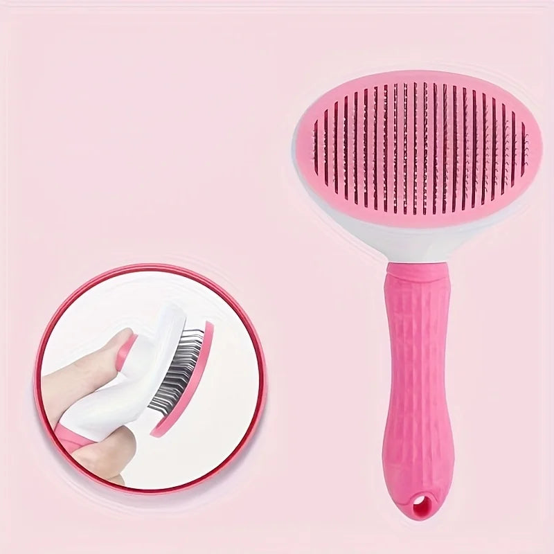 Easy-to-Clean Dog&Cat Grooming Brush-Gentle Hair Removal Massage Comb with One-Button Operation, Ideal for All Dog & Cat Breeds