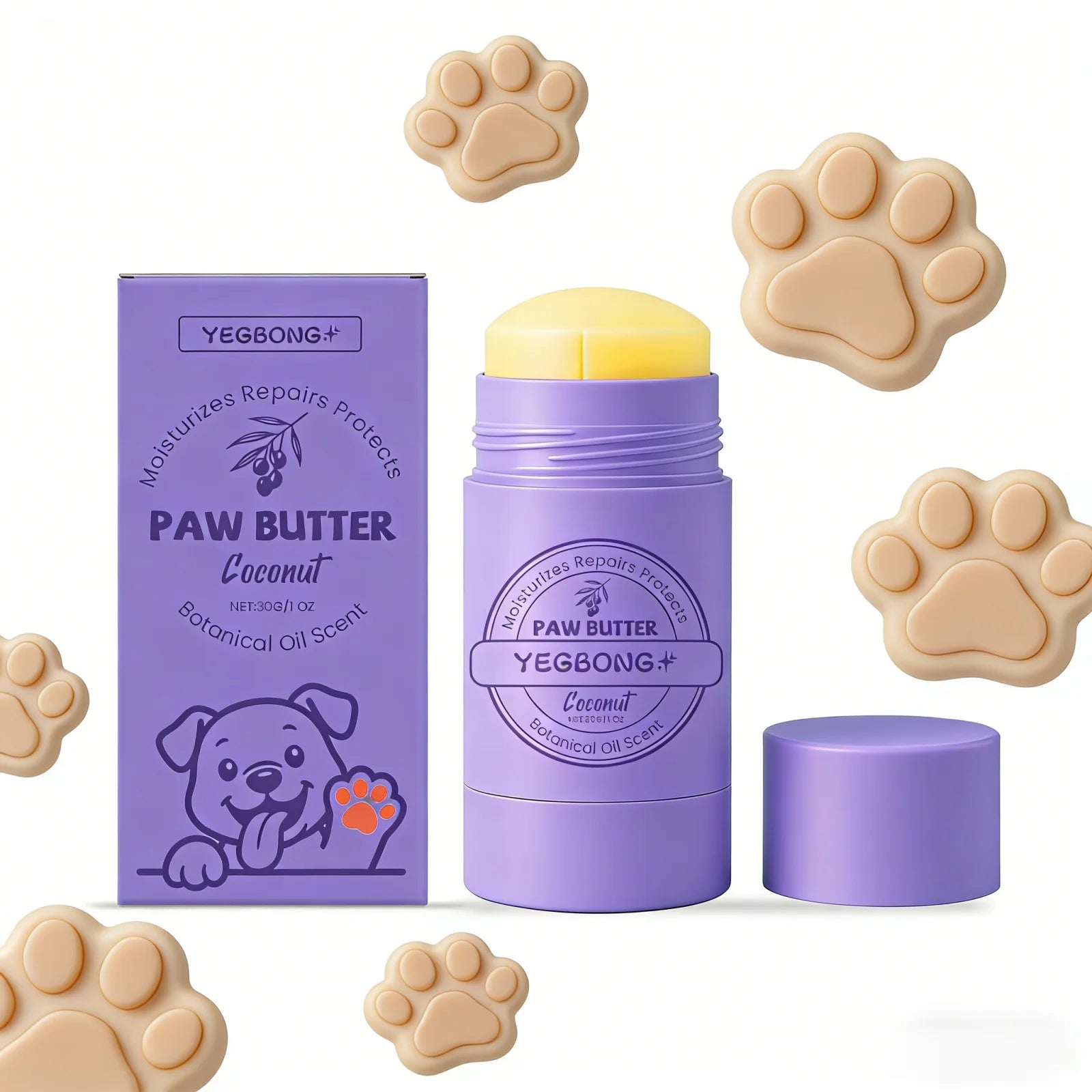 YEGBONG Paw Care Cream for Dogs Deep Moisturizing Improve Drying Not Slipping Coconut Oil Natural Ingredients Pet Paw Balm 30g