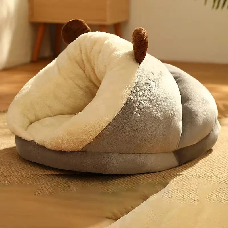 Pet Nest Plush Enclosed Cave Dog Bed