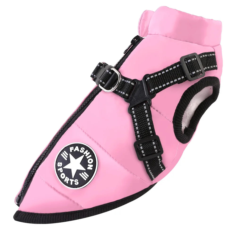 Waterproof Winter Dog Jacket with Harness