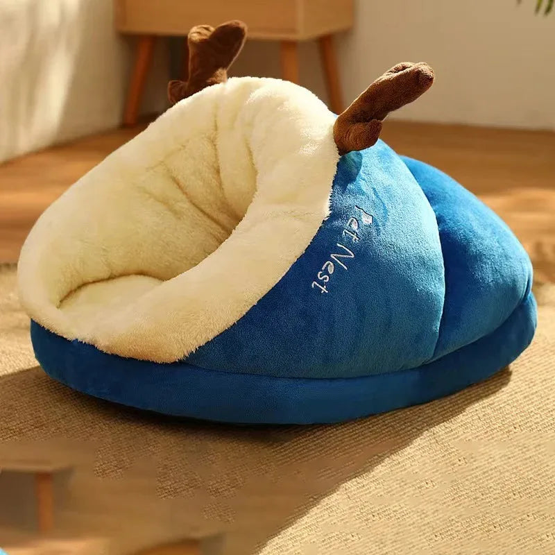Pet Nest Plush Enclosed Cave Dog Bed