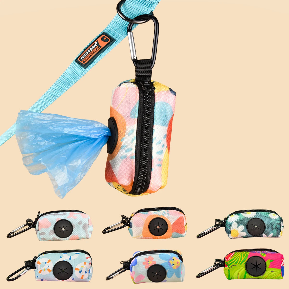 TidyTrot Dog Poo Bag Holder & Dispenser - Leash-Attached Waste Bag Pouch for Walks & Hikes