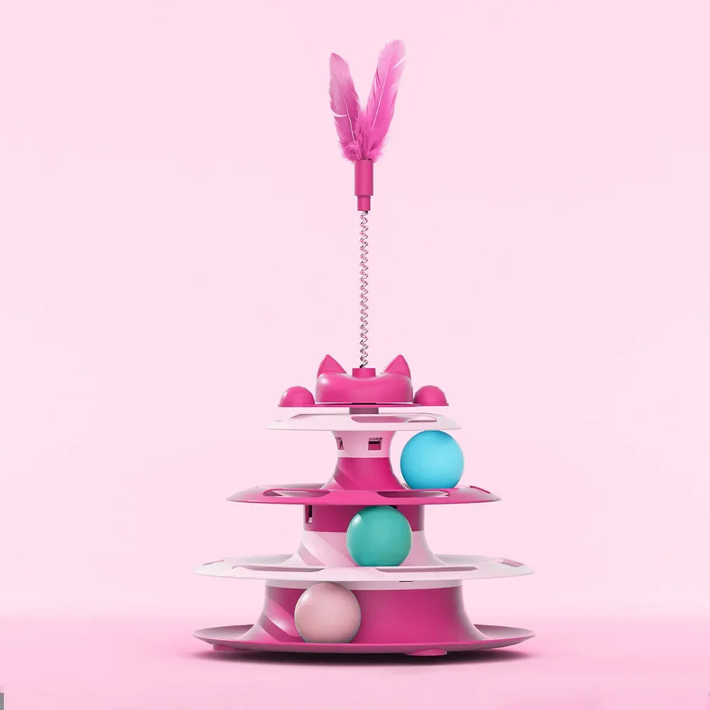 SwatSpin™ Interactive Turntable Ball Tower for Cats