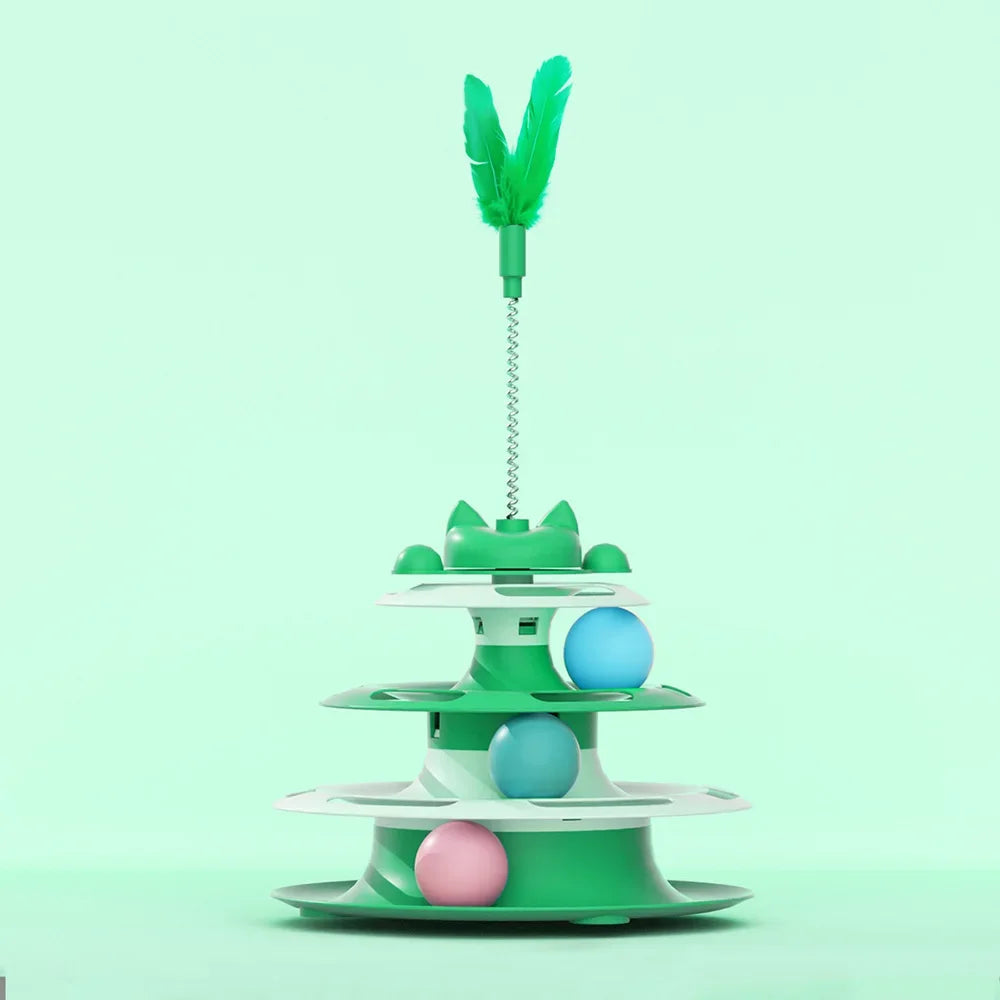 SwatSpin™ Interactive Turntable Ball Tower for Cats