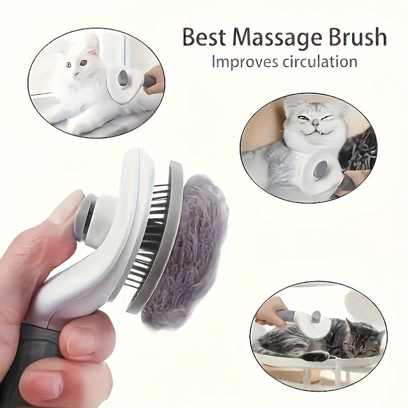 Easy-to-Clean Dog&Cat Grooming Brush-Gentle Hair Removal Massage Comb with One-Button Operation, Ideal for All Dog & Cat Breeds