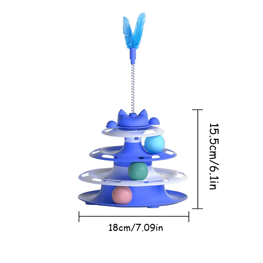 SwatSpin™ Interactive Turntable Ball Tower for Cats