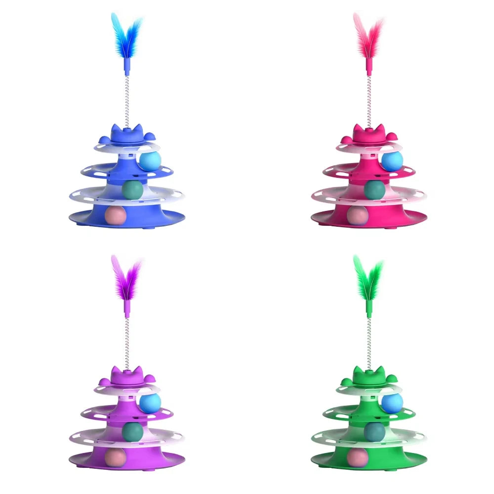 SwatSpin™ Interactive Turntable Ball Tower for Cats
