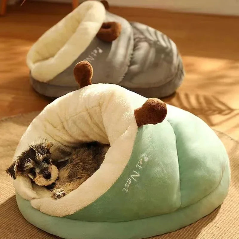 Pet Nest Plush Enclosed Cave Dog Bed