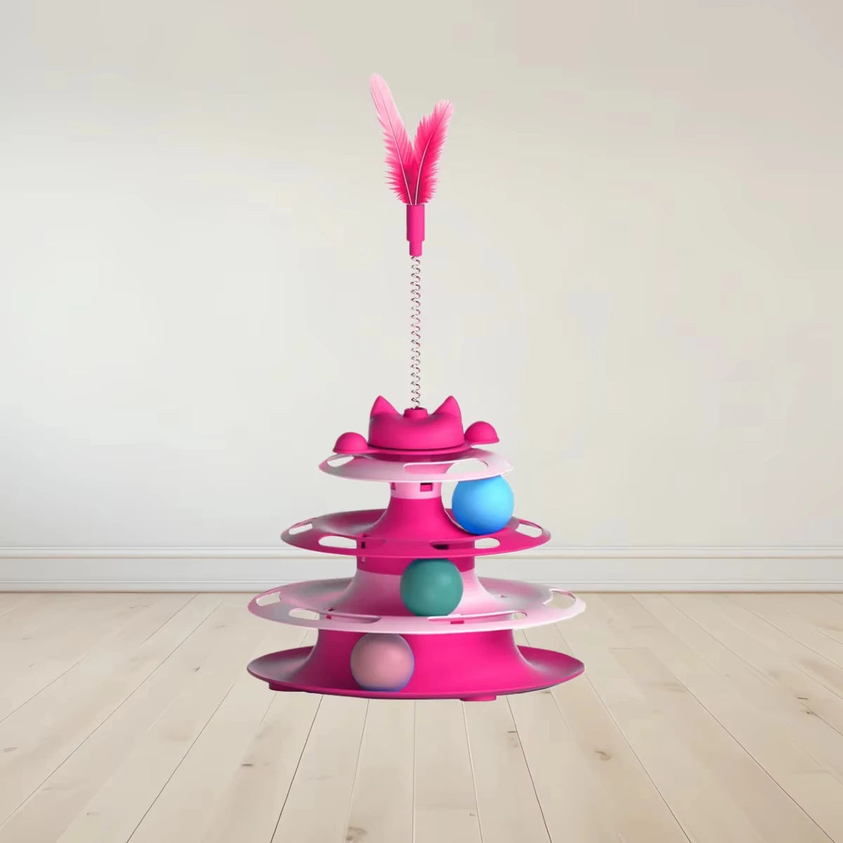 SwatSpin™ Interactive Turntable Ball Tower for Cats