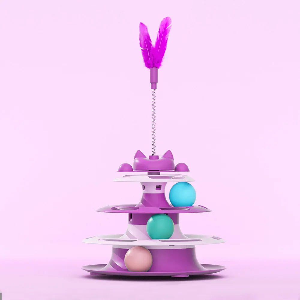 SwatSpin™ Interactive Turntable Ball Tower for Cats