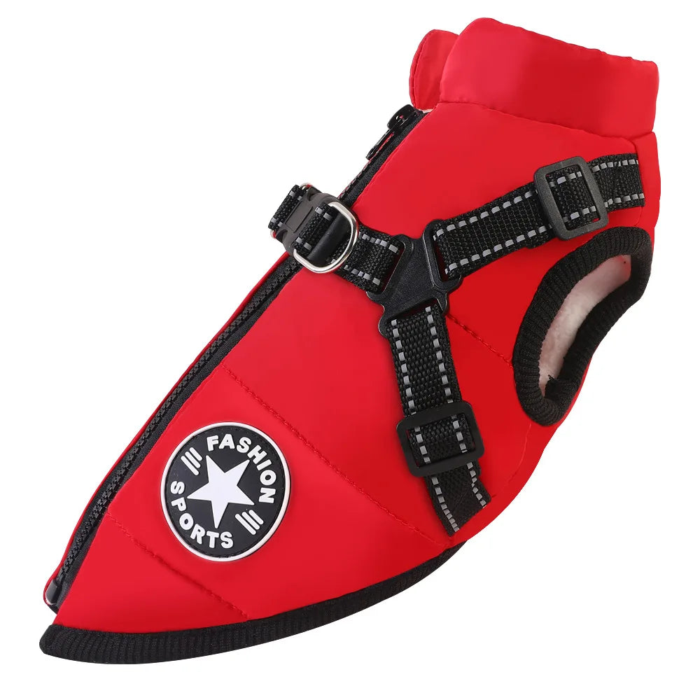 Waterproof Winter Dog Jacket with Harness