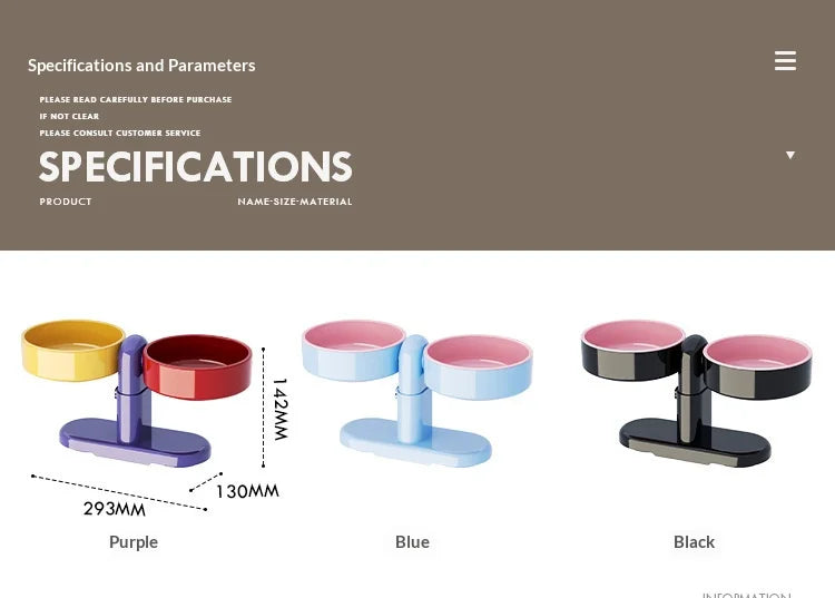 Height-Adjustable Tip-Resistant Pet Bowl