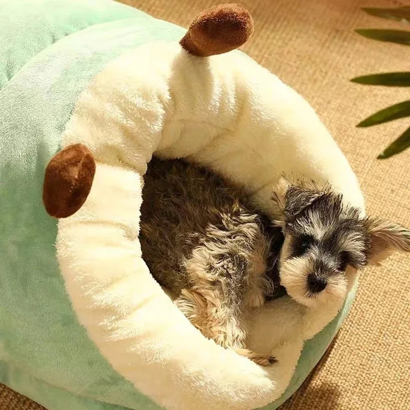 Pet Nest Plush Enclosed Cave Dog Bed