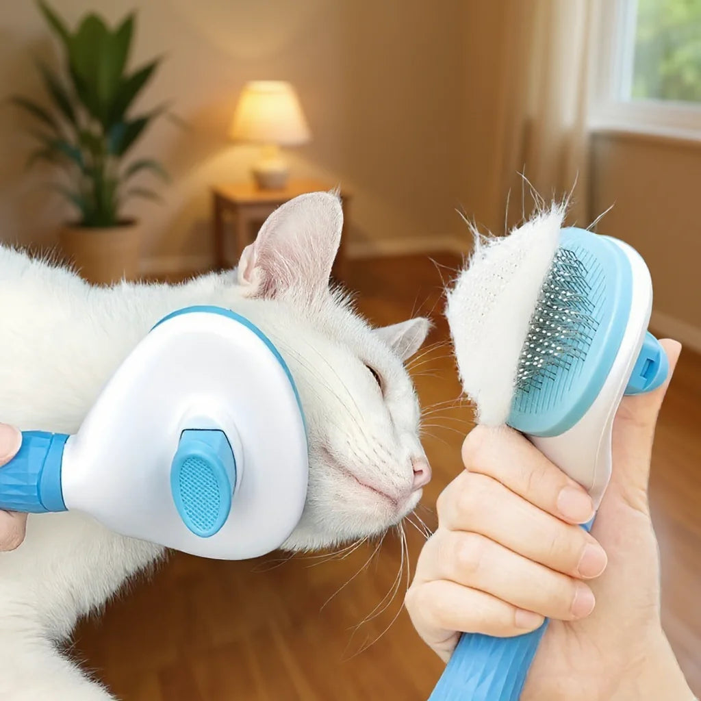 Easy-to-Clean Dog&Cat Grooming Brush-Gentle Hair Removal Massage Comb with One-Button Operation, Ideal for All Dog & Cat Breeds