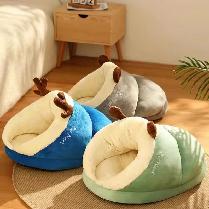 Pet Nest Plush Enclosed Cave Dog Bed